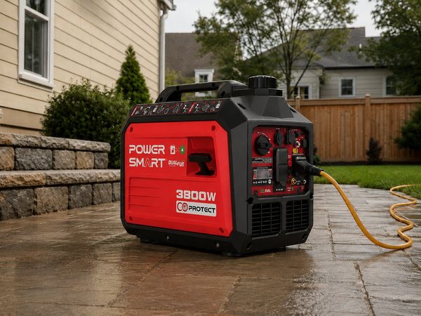 Dual-fuel inverter generator for outdoor emergency power